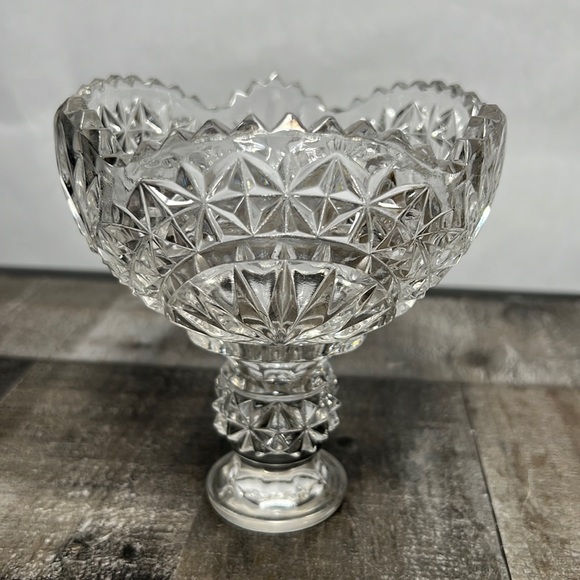 Accents Vintage Thick Crystal Glass Pedestal Candle Holder Candy Dish
